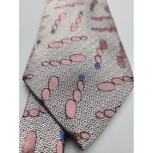 ANDREW FEZZA Men's 100% Silk Necktie ITALY Designer Geometric Mauve Pink Blue